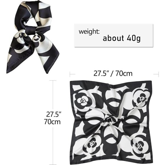 Women Big Flower Headscarf Satin Bandana Pattern Polyester Breathable Scarves - Picture 4 of 7
